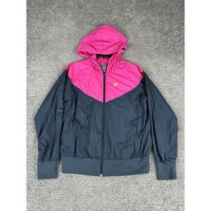 Nike Jacket Girls XL Black Pink Hooded Windbreaker Full Zip Colorblock 275604